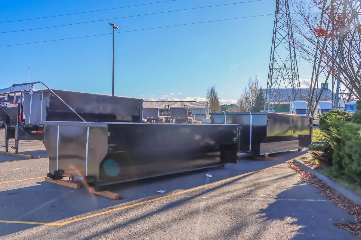 Roll-off dumpster ready for waste disposal at job site for Cleanout Dumpster Rental in Red Oak